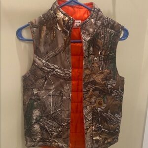 Carhartt Woodland Camo Vest with Bright Orange Lining